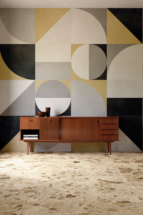 Image d'ambiance Maison, réalisée avec des carreaux de la collection : FAP MURALS – Gris FAP MURALS