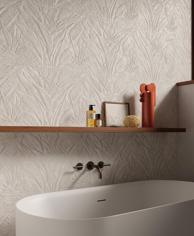 Room view Bathroom, created with tiles from the collection: NOBU – White