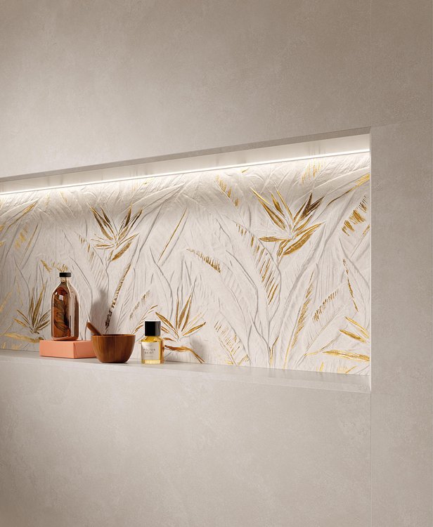 Immagine ambiente Bagno, realizzato con piastrelle della collezione: NOBU - Bianco