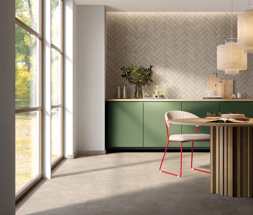 Интерьер Кухня, оформленный плиткой из коллекции: NOBU – СЕРЫЙ