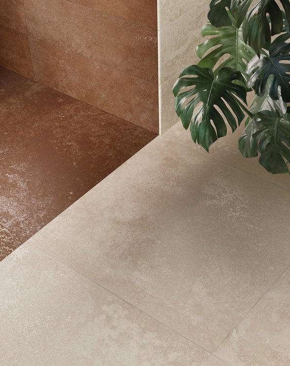 Raumabbildung , gestaltet mit Fliesen aus der Kollektion: OXIDE – BEIGE, BROWN