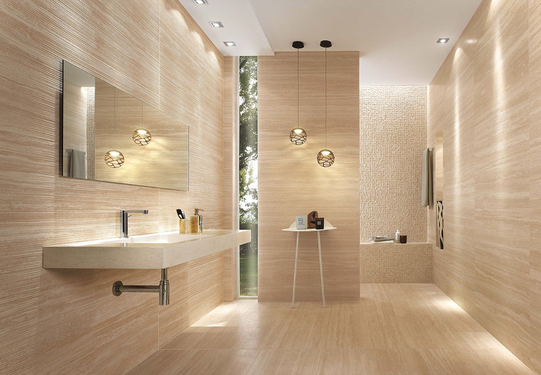 Raumabbildung , gestaltet mit Fliesen aus der Kollektion: ROMA – BEIGE