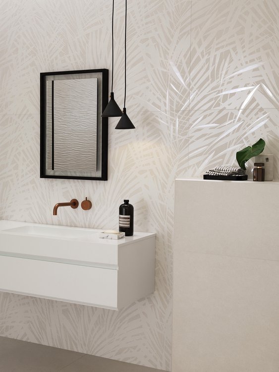 Immagine ambiente , realizzato con piastrelle della collezione: SHEER - Bianco