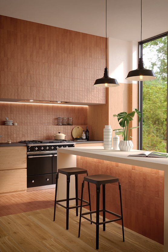 Image d'ambiance Cuisine, réalisée avec des carreaux de la collection : STILL – Marron, Beige STILL