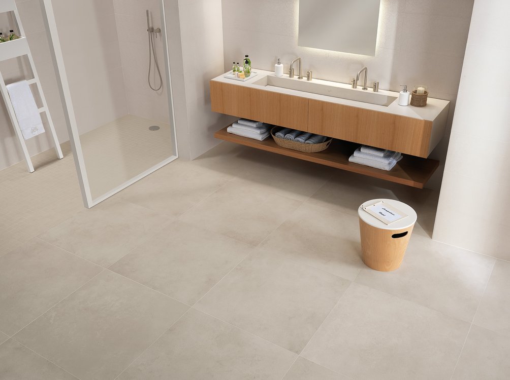 Raumabbildung , gestaltet mit Fliesen aus der Kollektion: SUMMER – WEISS