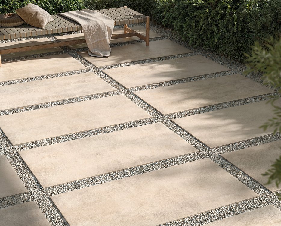 Room view Outdoor, created with tiles from the collection: YLICO – Beige