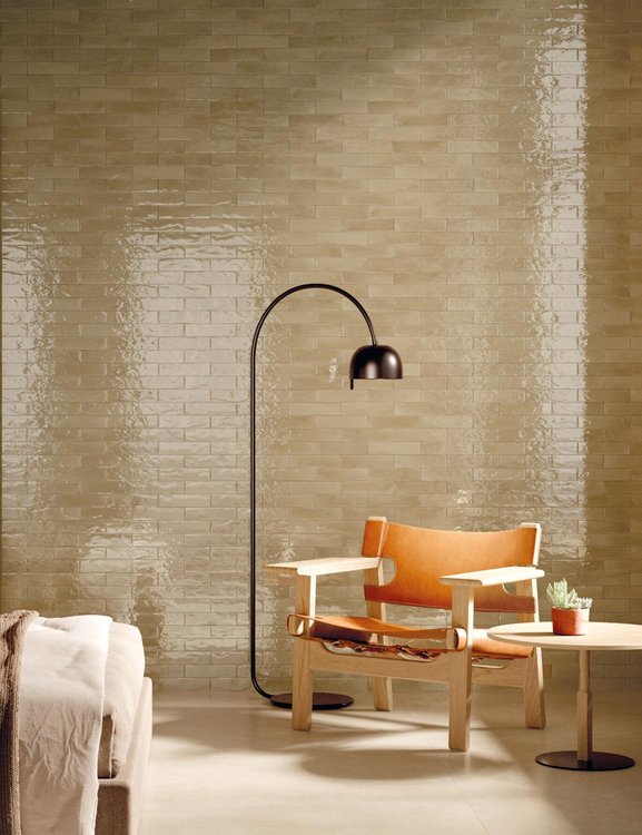 Room view , created with tiles from the collection: GLIM – Beige, Brown
