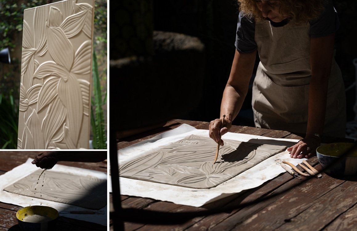 Room view , created with tiles from the collection: MATERIA – Green