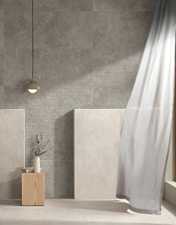 Room view , created with tiles from the collection: NOBU – Grey