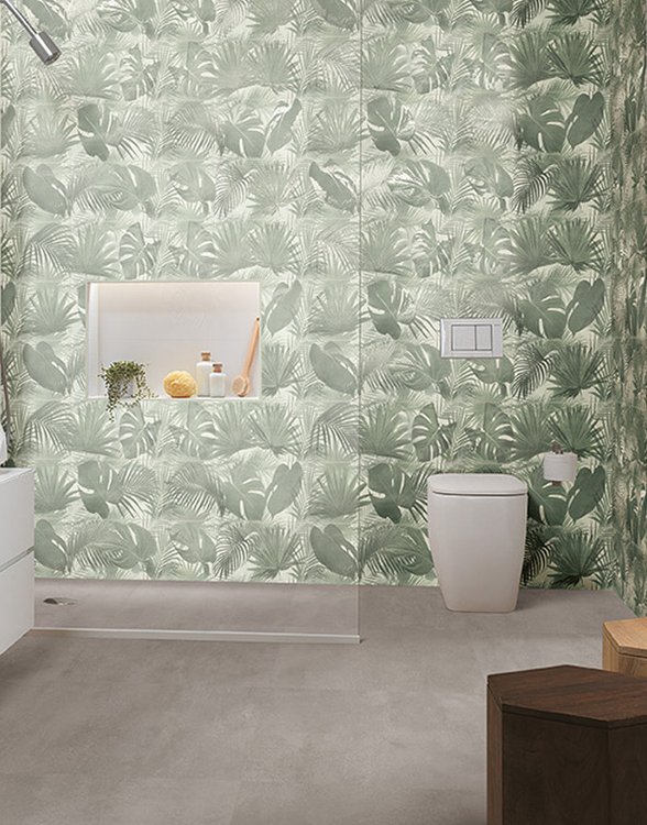 Интерьер , оформленный плиткой из коллекции: DECO&MORE – WHITE, зеленый